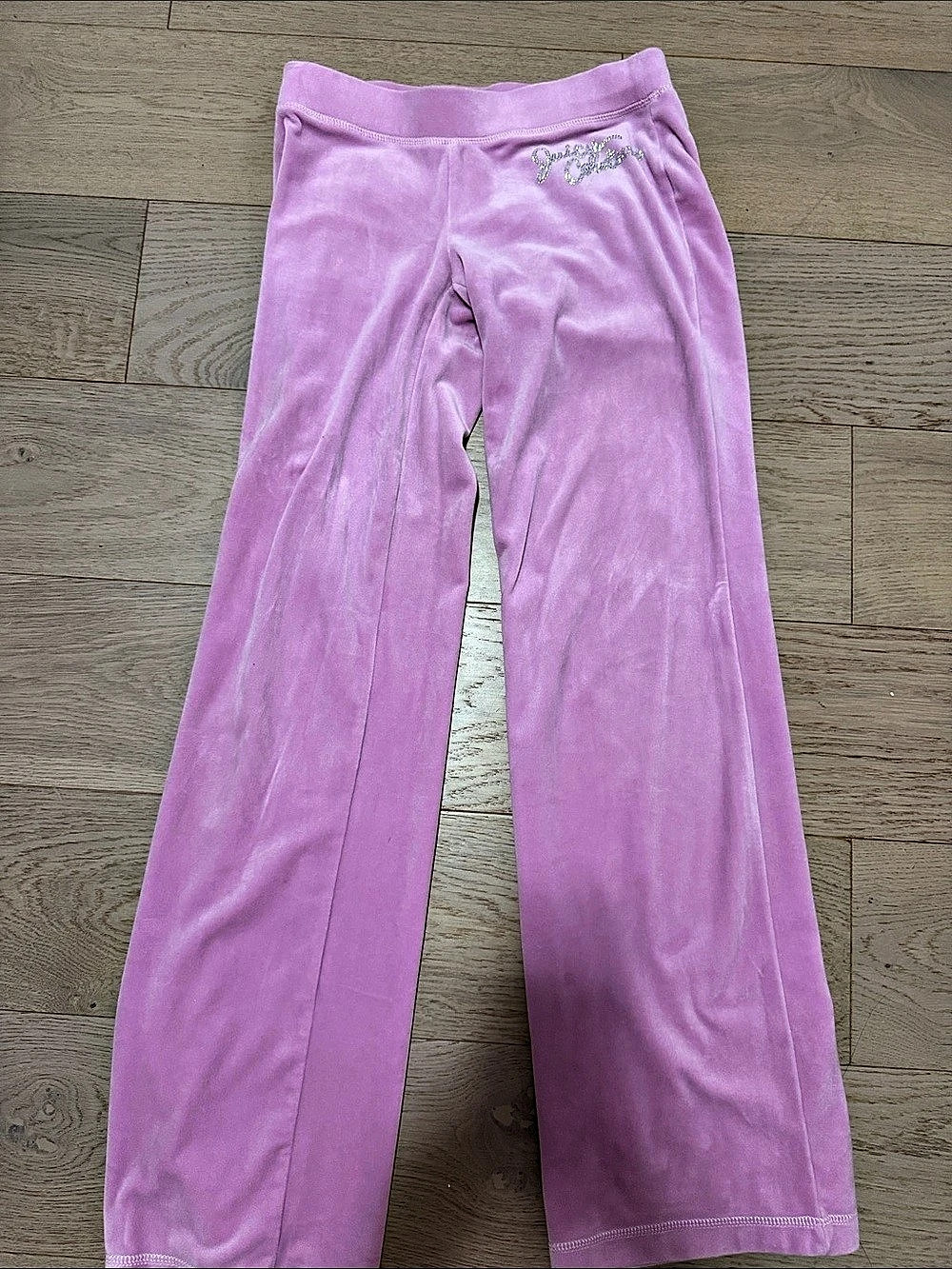 Juicy Couture Velour Rhinestone Pocket Track Pants Pink